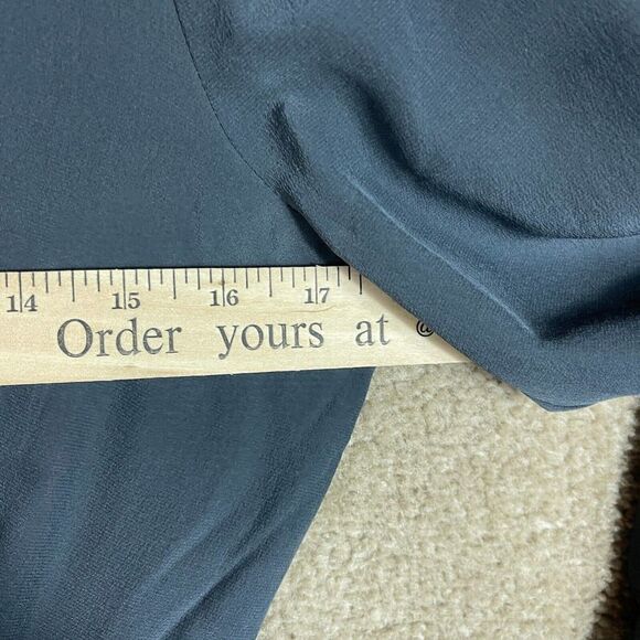 Madewell Kali Dress Womens Size 0 Dark Gray Silk Surplice Faux Wrap Long Sleeve - Picture 6 of 8